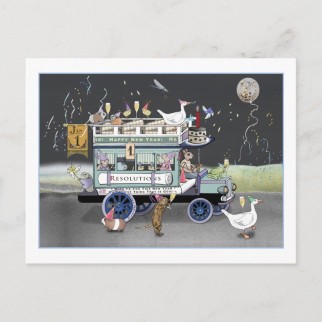Cartão Postal Cartão-postal Omnibus feliz ano novo (Frente)