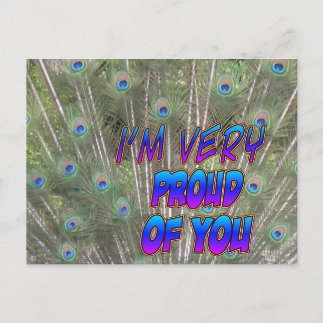 Cartão Postal Cartão-postal Orgulhoso das Penas de Peacock (Frente)