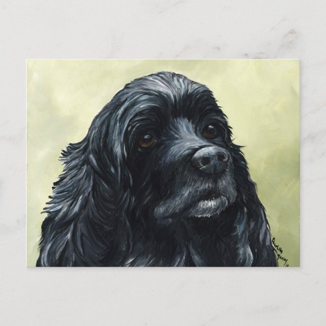 Cartão Postal Cartão-postal original de arte canina Black Cocker (Frente)