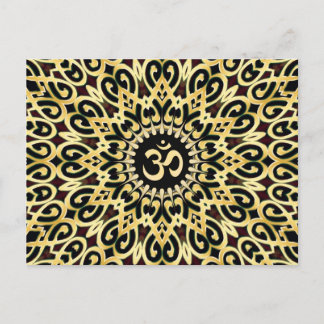 Cartão Postal Cartão-postal ornamentado preto + Dourado OM