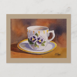 Cartão Postal Cartão-postal Pansy Teacup e Saucer