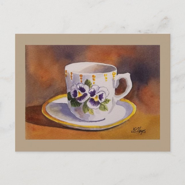 Cartão Postal Cartão-postal Pansy Teacup e Saucer (Frente)
