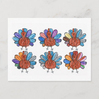 Cartão Postal Cartão-postal para as crianças do Crayon Turkeys