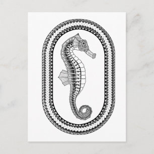 Cartão Postal Cartão-postal para colorir adultos do cavalo-marin