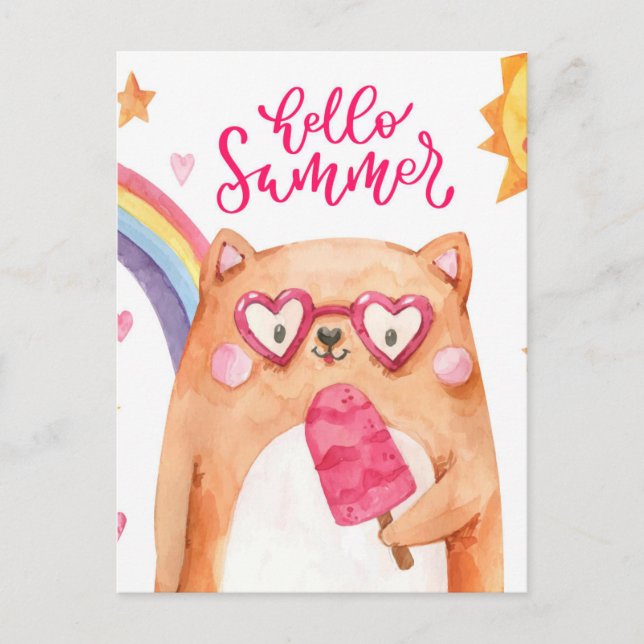 Cartão Postal Cartão-postal para gatos de verão (Frente)