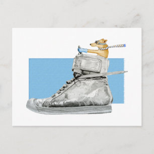 Cartão Postal Cartão-postal para o Calçado que conduz um cão