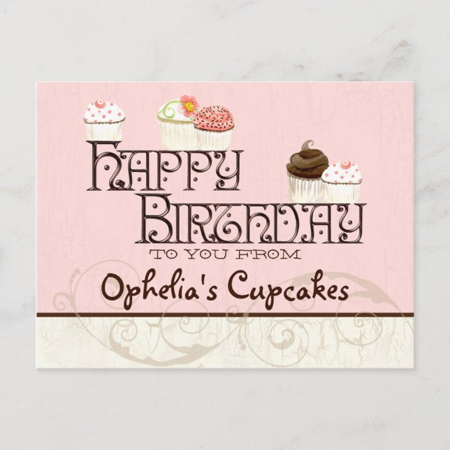 Cartão Postal Cartão-postal para o Cupcake de aniversário feliz (Frente)