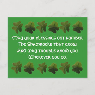 Cartão Postal Cartão-postal para Shamrock irlandês de bênção
