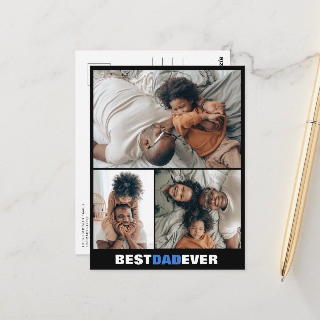 Cartão Postal Cartão-postal personalizado com dia de os pais trê (Frente/Verso In Situ)