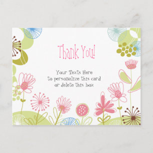 Cartão Postal Cartão-postal Personalizado de Flores Rosa Obrigad