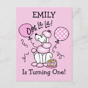 Cartão Postal Cartão-postal personalizado de Poodle Rosa