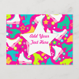 Cartão Postal Cartão-postal personalizado rosa-quente para Skate