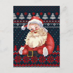 Cartão Postal Cartão-postal Personalizado Winking Santa Claus Kn