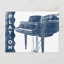 Cartão Postal Cartão-postal Piano - Marinho Retroativo Vintage -