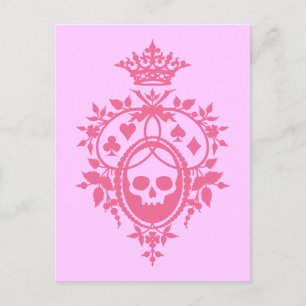 Cartão Postal Cartão-postal Pink Crest com Caveira e Cartuchos