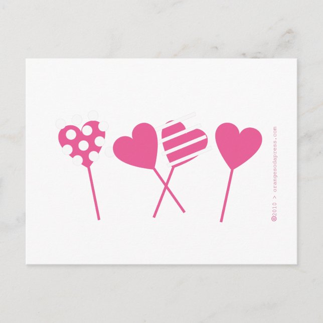 Cartão Postal Cartão-postal Pink Lollipop Hearts (Frente)