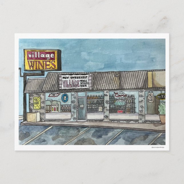 Cartão Postal Cartão-postal pintado à mão para os vinhos da alde (Frente)