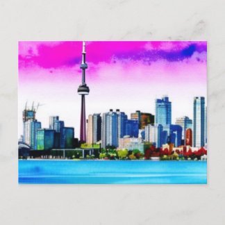 Cartão Postal Cartão-postal pintado com o Skyline Toronto