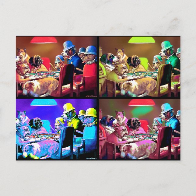 Cartão Postal Cartão-postal: Poker Dogs Pop Art (Frente)