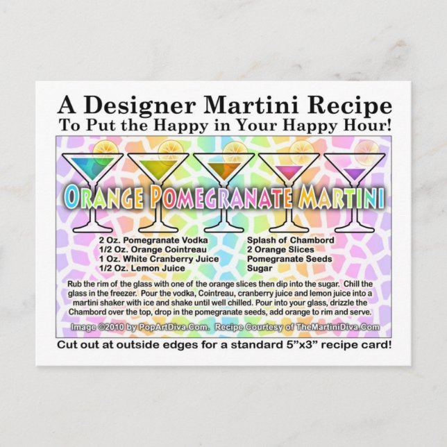 Cartão Postal Cartão-postal Pomegranato Laranja Martini (Frente)