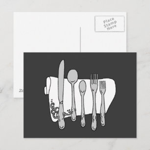 Cartão Postal Cartão-postal preto de arte do Silverware