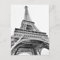 Cartão-postal preto e branco da Torre Eiffel