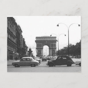 Cartão Postal Cartão-postal preto e branco para automóveis e arc