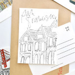 Cartão Postal Cartão-postal preto e branco São Francisco ilustra<br><div class="desc">O postal preto e branco Ilustrated San Francisco faz a saudação mais artística 'Desejo que você estivesse aqui!' com as casas clássicas das Damas Pintadas. Mão desenhada por Annie Montgomery.</div>