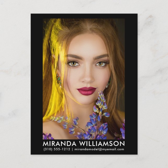 Cartão Postal Cartão-postal preto fotográfico para o Ator 1 (Frente)