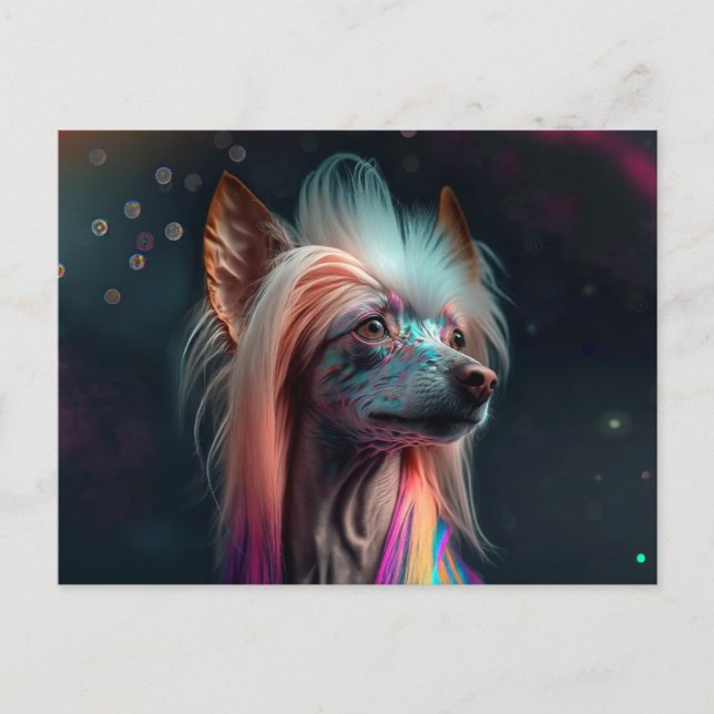 Cartão Postal Cartão-postal Rainbow Chinese Crested Dog Art (Frente)