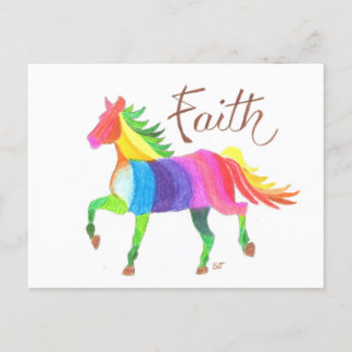 Cartão Postal Cartão-postal Rainbow Faith Horse por Sherry Jarvi