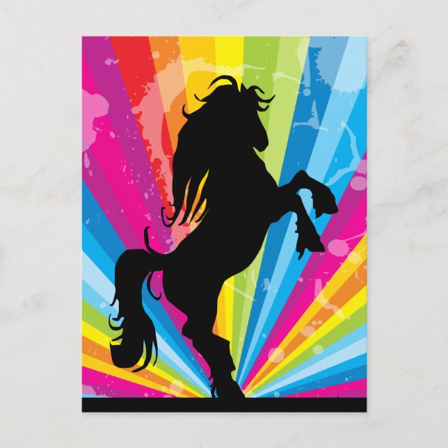 Cartão Postal Cartão-postal Rainbow Techno Silhouette Horse (Frente)
