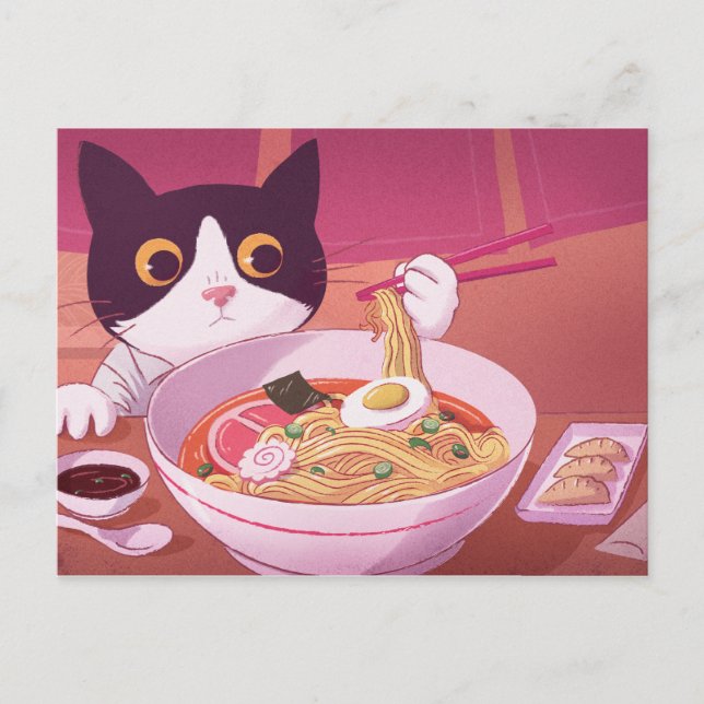 Cartão Postal Cartão-postal Ramen Cat (Frente)
