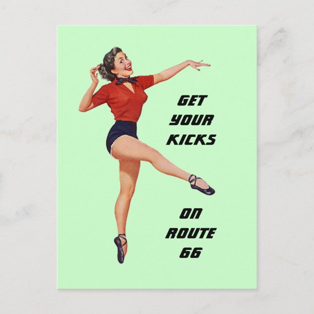 Cartão Postal Cartão-postal Receba Suas Kicks na Rota 66 - Road  (Frente)