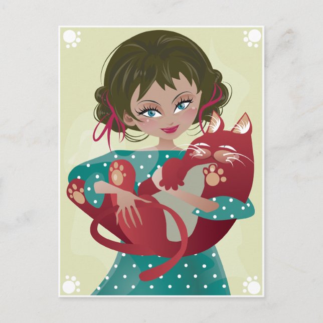 Cartão Postal Cartão-postal Red Meow (Frente)
