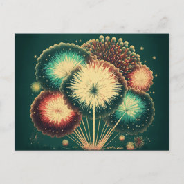 Cartão Postal Cartão-postal Retro Fireworks Sobre Cidade