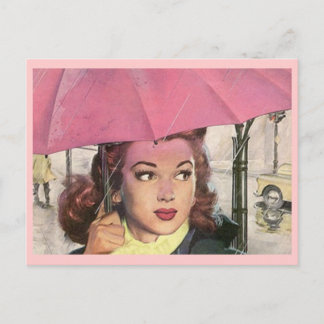 Cartão Postal Cartão-postal Retro Rainer Day chá e um guarda-chu