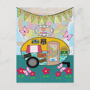Cartão Postal Cartão-postal Retro RV para Camper Feliz de Avent