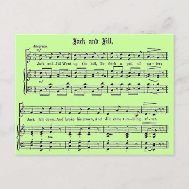 Cartão Postal Cartão-postal Rhyme Jack e Jill (Frente)