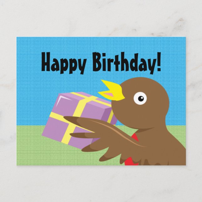 Cartão Postal Cartão-postal Robin Happy Birthday (Frente)