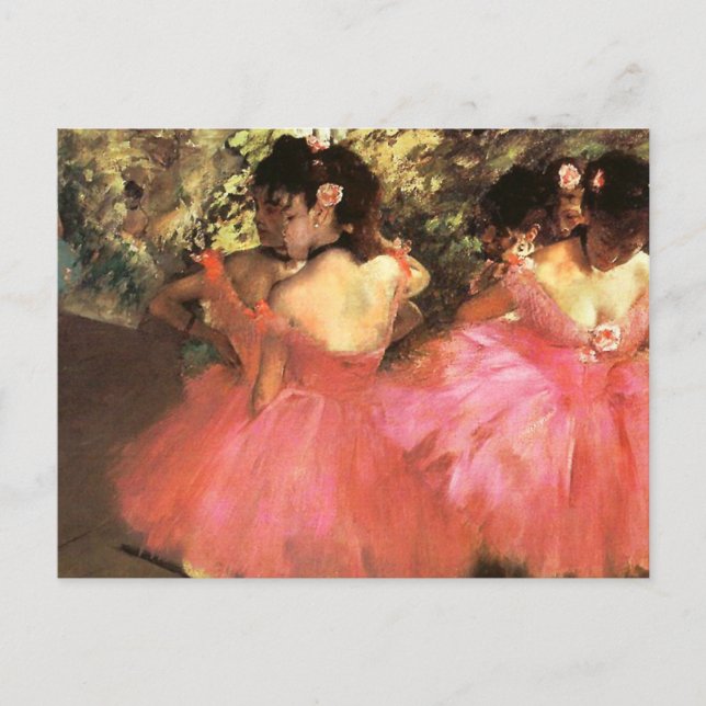 Cartão Postal Cartão-postal rosa Degas Dancers (Frente)