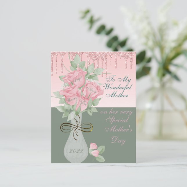 Cartão Postal Cartão-postal, Rosas personalizados do Dia de as m (Em pé/Frente)