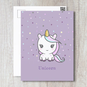Cartão Postal Cartão-postal Roxo do Unicorn Bonito