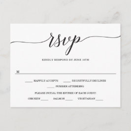 Cartão Postal Cartão-postal RSVP de Casamento de Elegância Mínim
