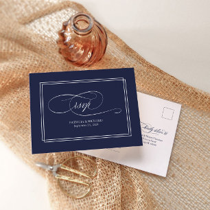 Cartão Postal Cartão-postal RSVP de Casamento Elegante Simples A