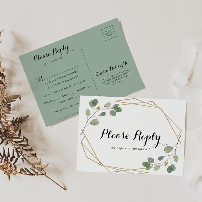 Cartão Postal Cartão-postal RSVP de Escolha Geométrica Dourada (Criador carregado)