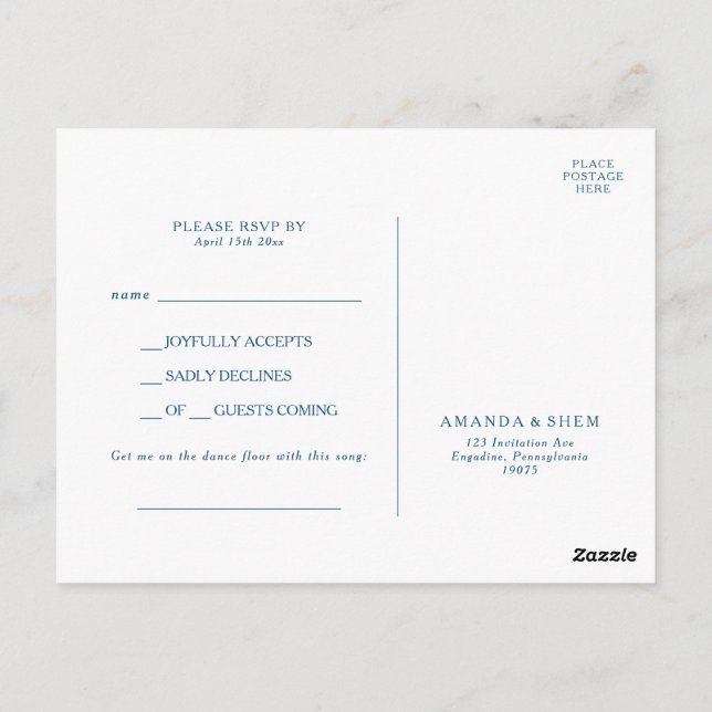 Cartão Postal Cartão-postal RSVP de Solicitação de Música Aquáti (Verso)