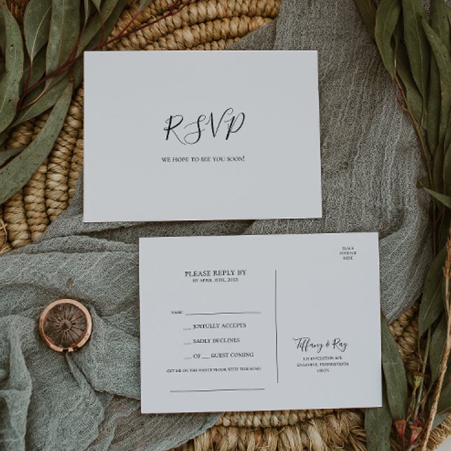 Cartão Postal Cartão-postal RSVP de Solicitação de Música Elegan (Criador carregado)