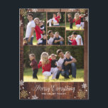 Cartão Postal Cartão-postal Rustic Dark Wood Collage Holiday<br><div class="desc">A frente deste cartão-postal apresenta seis fotos com sua personalização, juntamente com texto personalizado e endereço de retorno na parte traseira do cartão-postal. Use o formulário modelo para adicionar seu texto e foto personalizados à frente e atrás da placa. Use o botão Personalizar para adicionar linhas adicionais de texto ou...</div>