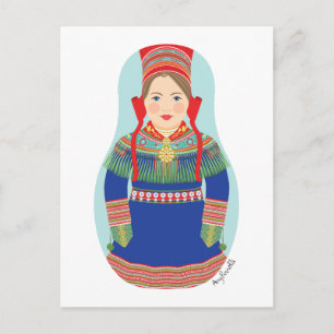 Cartão Postal Cartão-postal Sami (cabelo castanho) Matryoshka